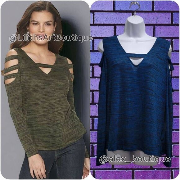 Rock & Republic Cutout Cold Shoulder Long Sleeve Top(K007)-Size XL for W… - Picture 1 of 7